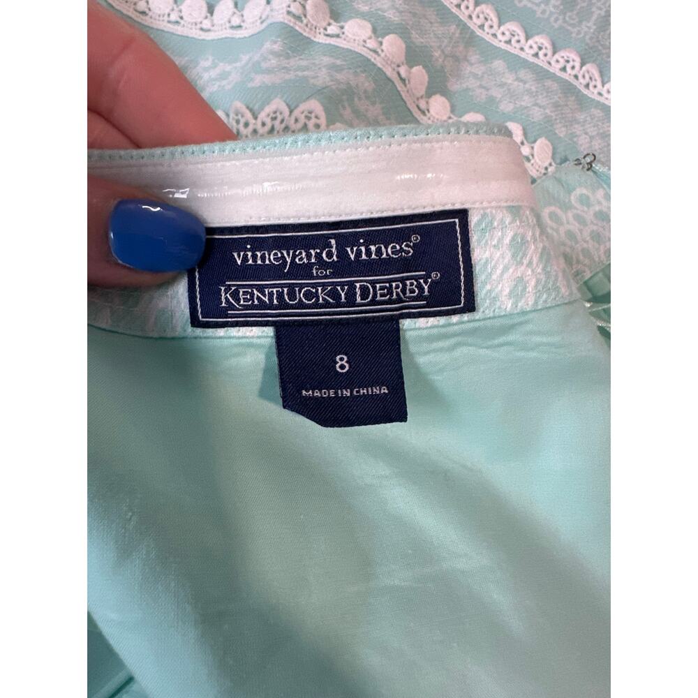 Vineyard Vines Kentucky Derby Icon Print Strapless Dress Lace Stripe Preppy Mini - Picture 10 of 12